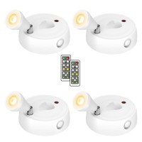 Olafus Spot Lights Indoor 4 Pack, Wireless Spotlight Battery Operated, Dimmable Led Accent Light Remote Control, 2700K Warm White Small Uplight Focus Light For Display Painting Picture Artwork Closet