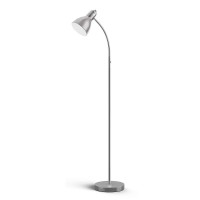 Lepower Metal Floor Lamp, Adjustable Goose Neck Standing Lamp With Heavy Metal Based, E26 Lamp Base, Torchiere Light For Living Room, Bedroom, Study Room And Office(Silver)