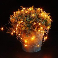 Cylapex 12 Pack Orange Fairy String Lights Battery Operated Fairy Lights Starry String Lights On 33Ft1M Silvery Copper Wire Di