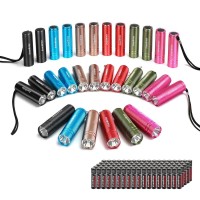 Everbrite 30-Pack Mini Flashlight Set, Aluminum Led Handheld Torches With Lanyard, Assorted Colors, 90 Batteries Included For Party Favors, Night Reading, Camping, Power Outage, Gift To Halloween