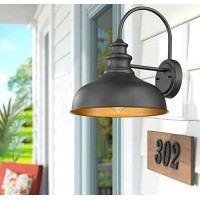 Bestshared Farmhouse Wall Mount Lights, Gooseneck Barn Light, 2 Pack Outdoor Wall Lantern For Porch In Black Finish With Contrast Color Interior