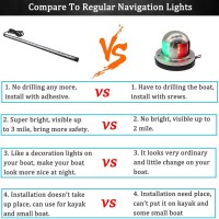 Boaton Marine Boat Navigation Lights, Night Fishing Lights, No Drilling Install Boat Bow Lights Boat Running Lights For Pontoon Boat Bass Boat Jon Boat Jet Ski Kayak