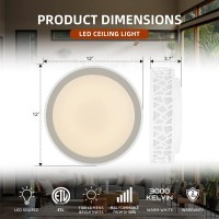 Vicnie Light Fixtures Ceiling 2 Pack 12 Inch 15W 1100 Lumens Flush Mount Lights Dimmable 3000K Warm White Etl Listed For Kitc