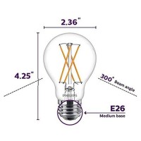 Philips Led Flicker-Free Dimmable Warm Glow Effect A19 Classic Glass Light Bulb, 800 Lumen, 2200-2700K, 8W=60W, E26 Base, Title 20 Certified, 8-Pack