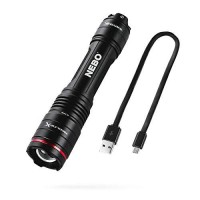 Nebo Redline-X Rechargeable Waterproof Flashlight: 1800 Lumen, 4X Zoom, Switch-X Technology; Patented Paddle Switching Mechanism To Operate The Power Mode And Instant Activation For Turbo And Strobe