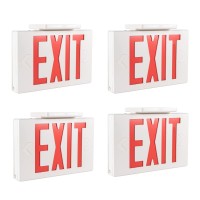 Gruenlich Led Emergency Exit Sign With Double Face And Back Up Batteries- Us Standard Red Letter Exit Lighting, Ul 924 Qualified, 120-277 Voltage, 4-Pack