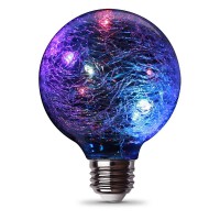 Feit Electric Fy/G25/Rgb/Cr/Led 1W Decorative Fairy Rgb Crackle Glass Magical Glow G25 Led Light Bulb, 4.9