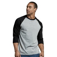 Top Pro Mens 34 Sleeve Casual Raglan Jersey Baseball Tee Shirt (3Xl, Blacklight Gray - 1)