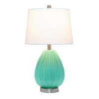 Elegant Designs Creased Table Lamp With Fabric Shade, Seafoam