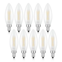 Crlight Led Candelabra Bulb 25W Equivalent 250 Lm, 3000K Soft White 2W Led Chandelier Light Bulbs, E12 Vintage Edison B10 Frosted Glass Dimmable Led Candle Bulbs, 10 Pack