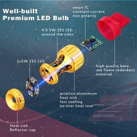 Alla Lighting ZES Newest Version Latest Design T20 7440 7443 dual filament LED bulbs replacement of the halogenincandescent turn signal light brake stop tail light daytime running light DRL backup reverse light side marker light bulb etcHere is ZES T20 74