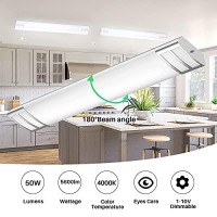 Faithsail Dimmable 4Ft Led Flush Mount Kitchen Light Fixtures, 50W 5600Lm, 1-10V Dimmable, 4000K, 4 Foot Led Kitchen Lighting Fixtures Ceiling For Kitchen, Craft Room, Laundry, Fluorescent Replacement