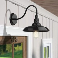 Bestshared Outdoor Barn Light, Farmhouse Gooseneck Light, Exterior Wall Sconce, Industrial Wall Mount Lamp(Black,1Pack)