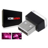 IcBEAMER 1pc Pink Purple Universal USB Interface PlugIn Miniature Night light LED car Interior Trunk Ambient Atmosphere