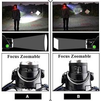 Rechargeable Bright Led Headlamp, Waterproof Camping Headtorch, Zoomable High Power Headlight, Long Lasting Adjustable Head Lamp, Hands-Free Spotlight