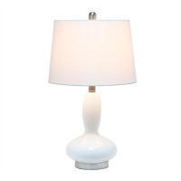 Elegant Designs Contemporary Curved Glass Table Lamp, White