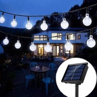 Solar String Lights 33 Feet 60 Led Outdoor Crystal Balls Waterproof Globe Fairy Lights 8 Modes Decoration Light For Patio Lawn Garden Wedding Party Home Yard Lawn Holiday (Warm White)