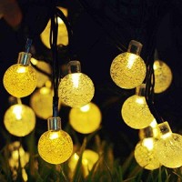 Solar String Lights 33 Feet 60 Led Outdoor Crystal Balls Waterproof Globe Fairy Lights 8 Modes Decoration Light For Patio Lawn Garden Wedding Party Home Yard Lawn Holiday (Warm White)