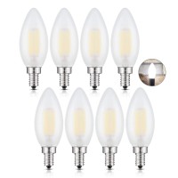 Crlight 6W Dimmable Led Candelabra Bulb 4000K Daylight White, 60W Equivalent 600 Lumens, E12 Base Vintage Led Filament Light Bulbs, B11 Candle Frosted Glass Chandelier Bulbs, Pack Of 8