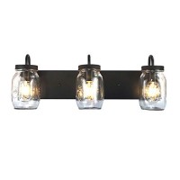 Lmsod Vanity Glass Wall Lights,Mason Jar Black Wall Sconce For Bathroom Farmhouse