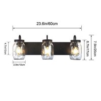 Lmsod Vanity Glass Wall Lights,Mason Jar Black Wall Sconce For Bathroom Farmhouse