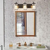 Lmsod Vanity Glass Wall Lights,Mason Jar Black Wall Sconce For Bathroom Farmhouse