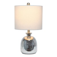 Elegant Designs Silvery Glass Table Lamp With Light Gray Shade