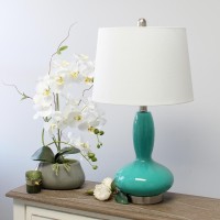 Elegant Designs Contemporary Curved Glass Table Lamp, Teal