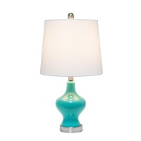 Elegant Designs Glass Gourd Shaped Table Lamp, Teal