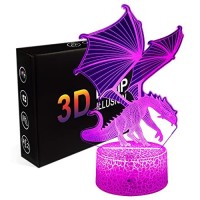 Setifuni Dragon Lamp Dragon Toys Night Light 16 Colors Changing 3D Optical Illusion Bedside Lamp Birthday Gifts For 3 4 5 6+Years Old Boys And Girls