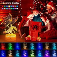 Setifuni Dragon Lamp Dragon Toys Night Light 16 Colors Changing 3D Optical Illusion Bedside Lamp Birthday Gifts For 3 4 5 6+Years Old Boys And Girls