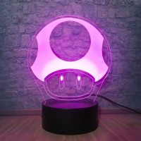 Lyzerth Colorful Super Classic Game Bros Mushroom Lamp 3D Led Night Light Illusion Table Lamp For Home Decor Baby Child Birthday Xmas Toys (Mushroom)