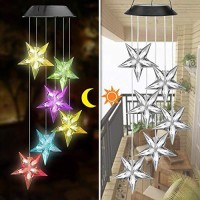 Epicgadget Large Star Solar Light, Solar Star Wind Chime Color Changing Waterproof Outdoor Solar Garden Decorative Lights For Walkway Pathway Backyard Christmas Decoration Parties (Large Star)