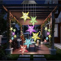 Epicgadget Large Star Solar Light, Solar Star Wind Chime Color Changing Waterproof Outdoor Solar Garden Decorative Lights For Walkway Pathway Backyard Christmas Decoration Parties (Large Star)