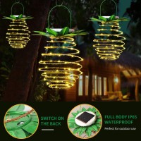 Tcamp 2 Pack 60Leds Pineapple Solar Lights Outdoor Solar Lights Hanging Solar Lantern With Handle, Solar Powered Garden Outdoor Decorative Pineapple Lights For Patio Yard Porch Path (Warm White)