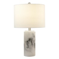 Elegant Designs Marble Table Lamp With Fabric Shade