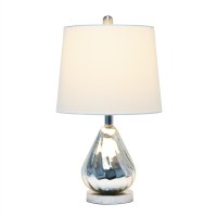 Elegant Designs Chrome Ripple Table Lamp With White Shade