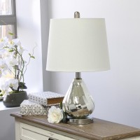 Elegant Designs Chrome Ripple Table Lamp With White Shade