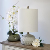 Elegant Designs Cement Base Table Lamp With Long Drum Shade