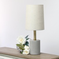 Elegant Designs Cement Table Lamp With Antique Brass Detail, Khaki