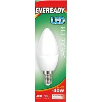 Eveready 6 watts to replace old 40 watts LED Candle Bulbs SES E14 Small Screw In Cap Cool White 4000 Kelvins colour tone Approx lifespan 10 years10000 hrs Instant full light Approx size 37mm by 100mm Pack of 10