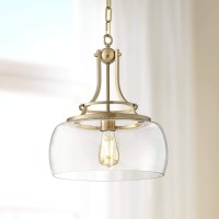 Franklin Iron Works Charleston Brass Hanging Pendant Lighting 13 12 Wide Modern Industrial Led Clear Glass Shade Fixture For