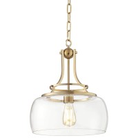 Franklin Iron Works Charleston Brass Hanging Pendant Lighting 13 12 Wide Modern Industrial Led Clear Glass Shade Fixture For