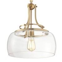 Franklin Iron Works Charleston Brass Hanging Pendant Lighting 13 12 Wide Modern Industrial Led Clear Glass Shade Fixture For