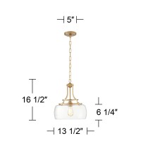 Franklin Iron Works Charleston Brass Hanging Pendant Lighting 13 12 Wide Modern Industrial Led Clear Glass Shade Fixture For