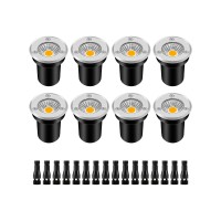 Zuckeo Low Voltage Landscape Lights Led Well Lights 3W 12V-24V In Ground Lights Ip67 Waterproof Low Voltage Landscape Lighting Floor Driveway Deck Step Garden Lights Outdoor (8 Pack Warm White)