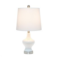 Elegant Designs Glass Gourd Shaped Table Lamp, White