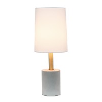 Elegant Designs Cement Table Lamp With Antique Brass Detail, White