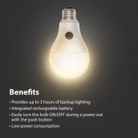 Feit Electric Led Built-In Battery Backup Intellibulb - A21 With An E26 Medium Base Light Bulb - 60W Equivalent - 15 Year Life - 800 Lumen - 2700K Soft White