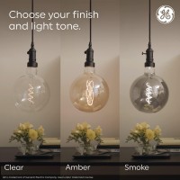 Ge Lighting Vintage Style Led Light Bulb, 40 Watt Eqv, Amber Glass, Warm Candle Light, Bt56 Large Light Bulb, Medium Base